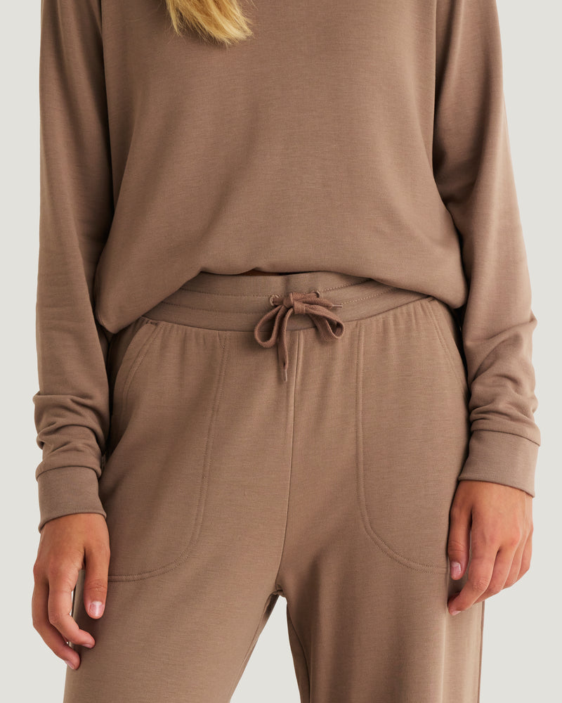 Women's Bamboo Lightweight Fleece Wide Leg Pant - Fossil