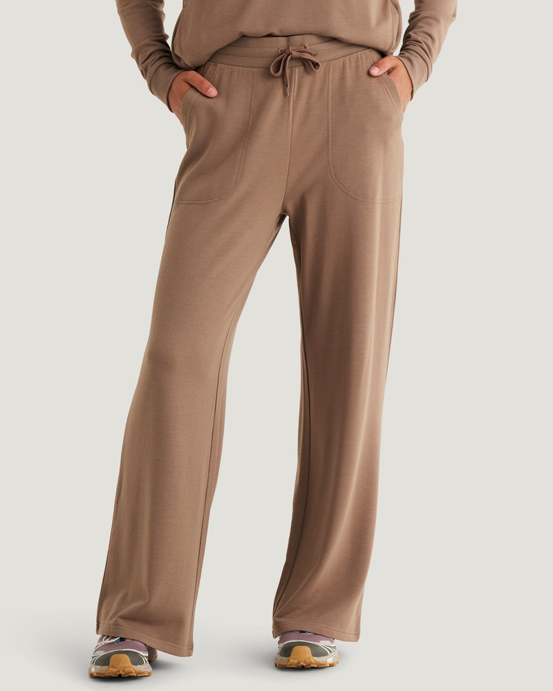 Women's Bamboo Lightweight Fleece Wide Leg Pant - Fossil