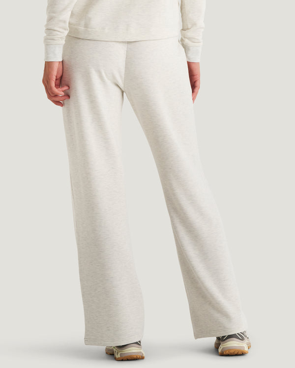 Women's Bamboo Lightweight Fleece Wide Leg Pant - Off White Heather