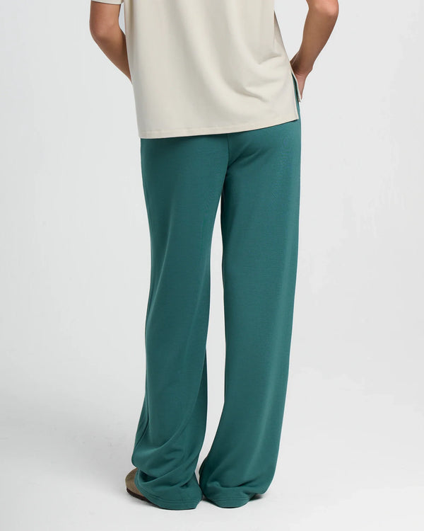 Women's Bamboo Lightweight Fleece Wide Leg Pant - Sea Pine
