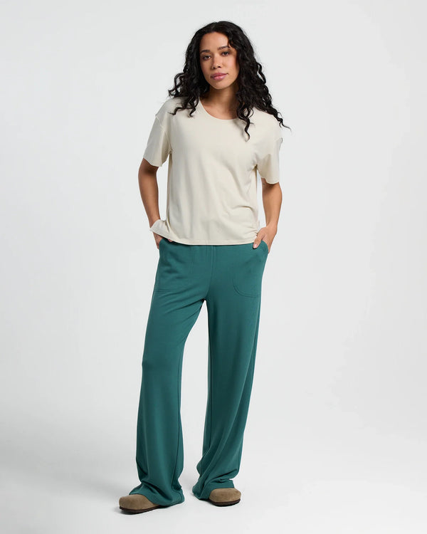 Women's Bamboo Lightweight Fleece Wide Leg Pant - Sea Pine