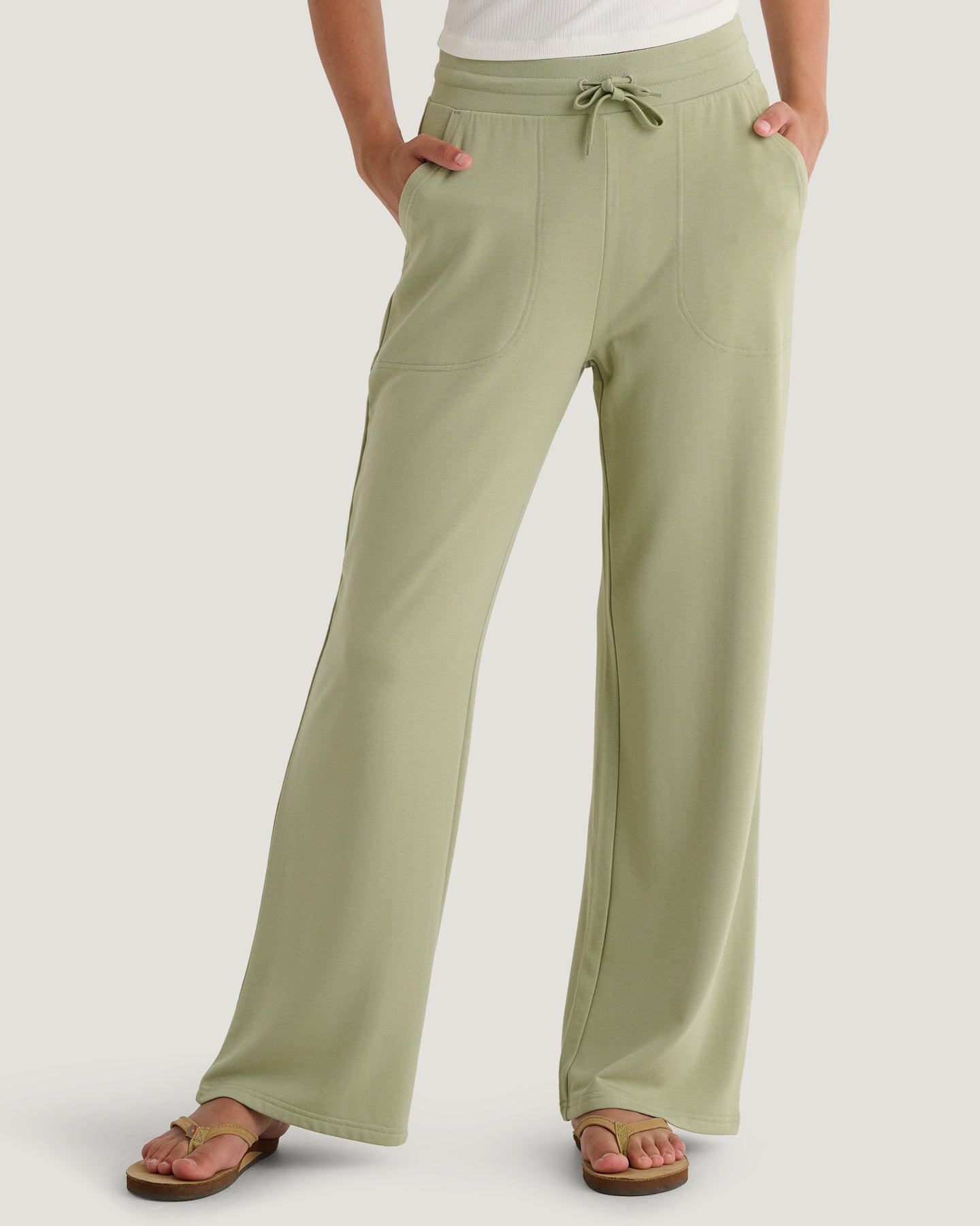 Women's Bamboo Lightweight Fleece Wide Leg Pant - Tea