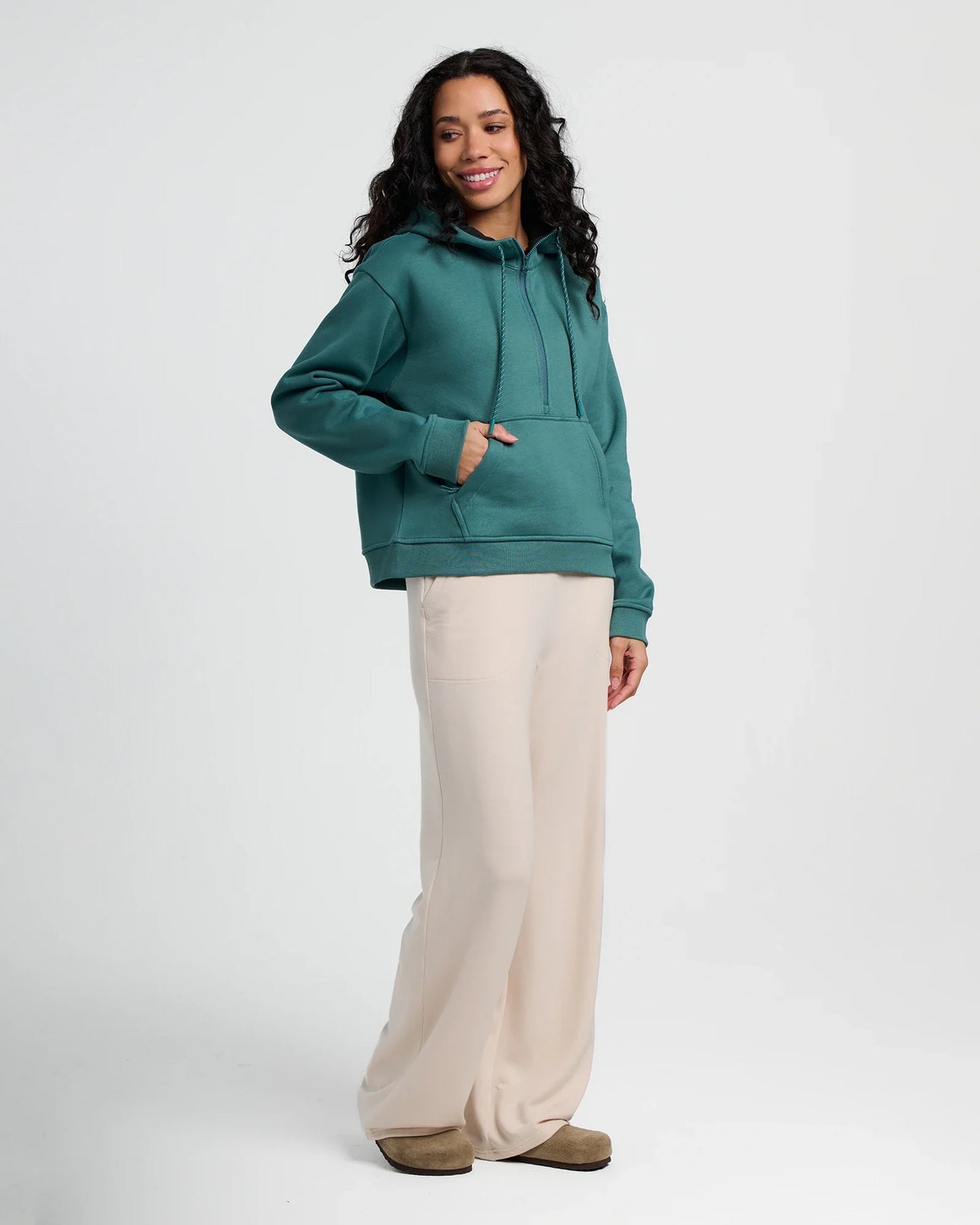 Women's Bamboo Northcoast Fleece Anorak - Sea Pine