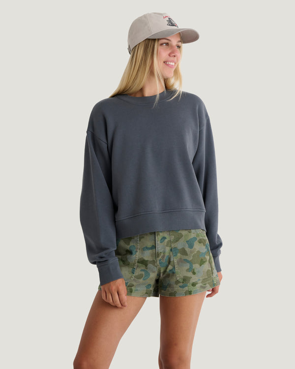 Women's Bamboo Northcoast Fleece Crew - Storm Cloud
