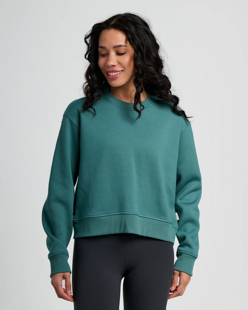 Women's Bamboo Northcoast Fleece Crew - Sea Pine