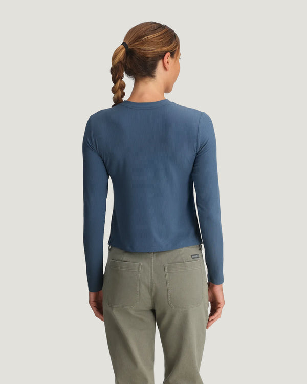 Women's Ribbed Bamboo Long Sleeve - Pacific Blue