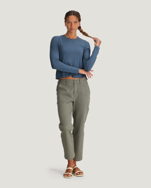 Women's Ribbed Bamboo Long Sleeve - Pacific Blue