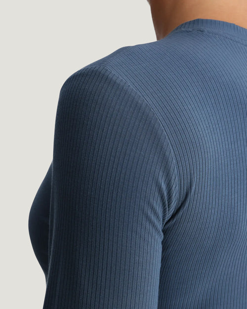 Women's Ribbed Bamboo Long Sleeve - Pacific Blue