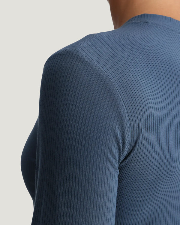 Women's Ribbed Bamboo Long Sleeve - Pacific Blue