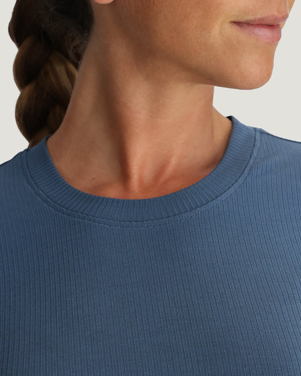 Women's Ribbed Bamboo Long Sleeve - Pacific Blue