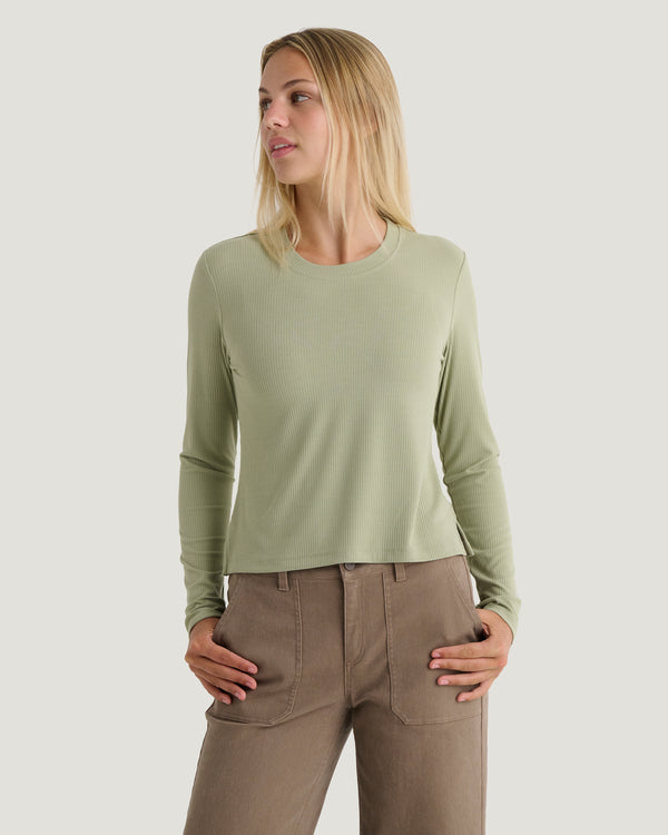 Women's Ribbed Bamboo Long Sleeve - Tea