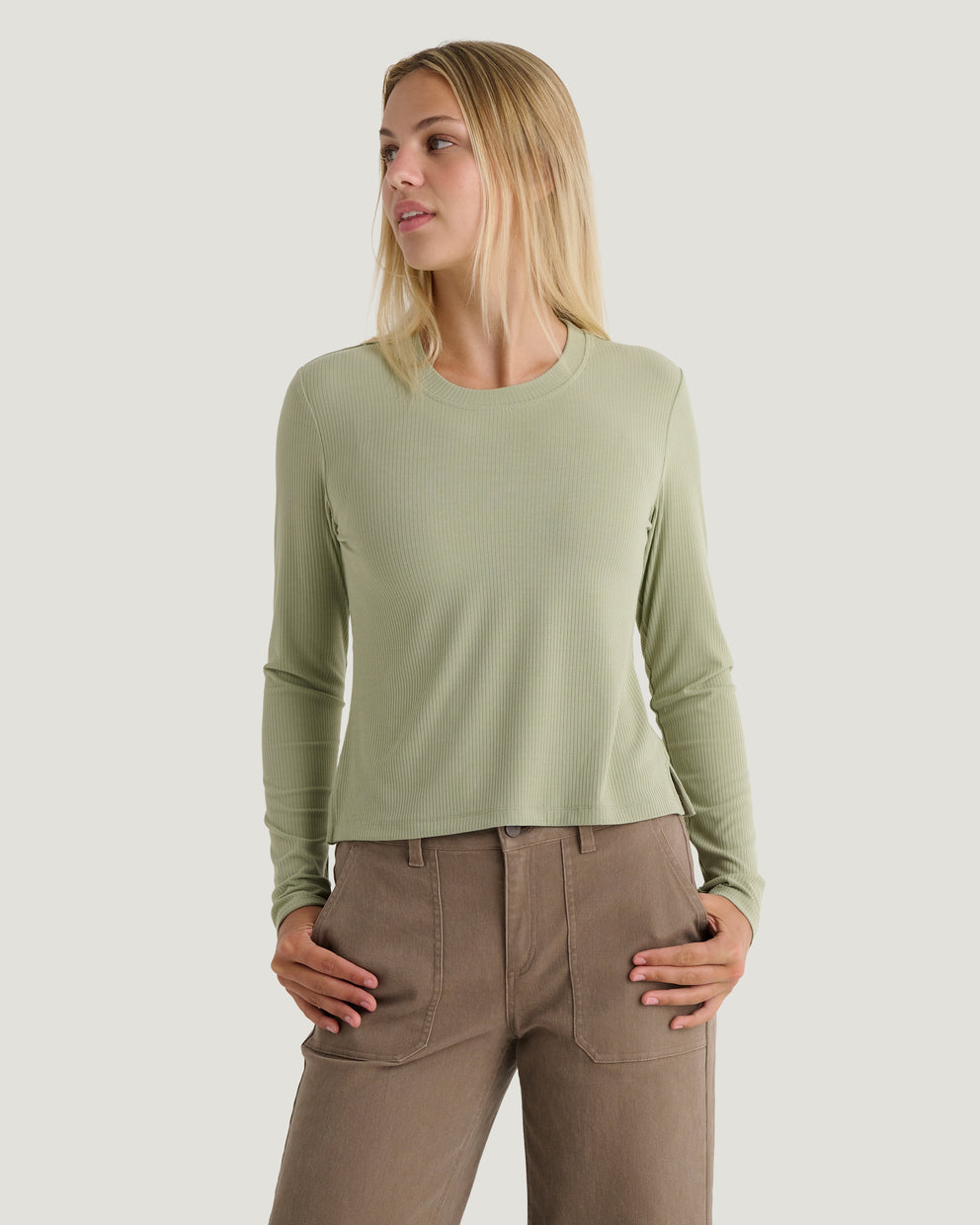Women's Ribbed Bamboo Long Sleeve - Tea