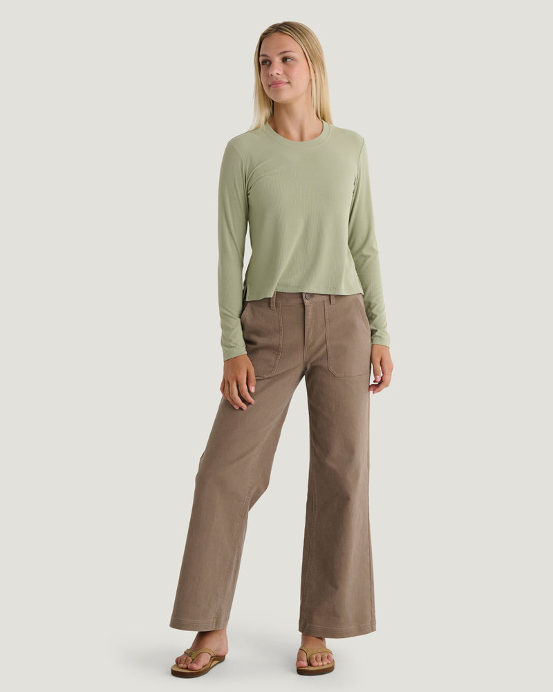 Women's Ribbed Bamboo Long Sleeve - Tea