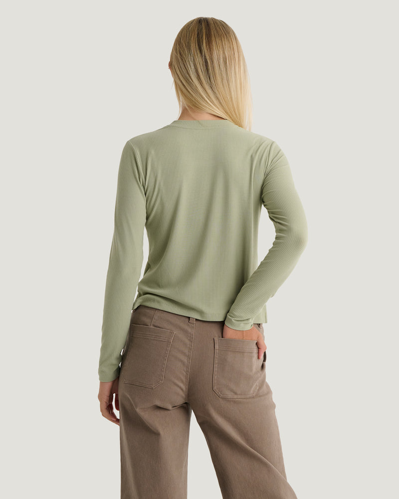 Women's Ribbed Bamboo Long Sleeve - Tea