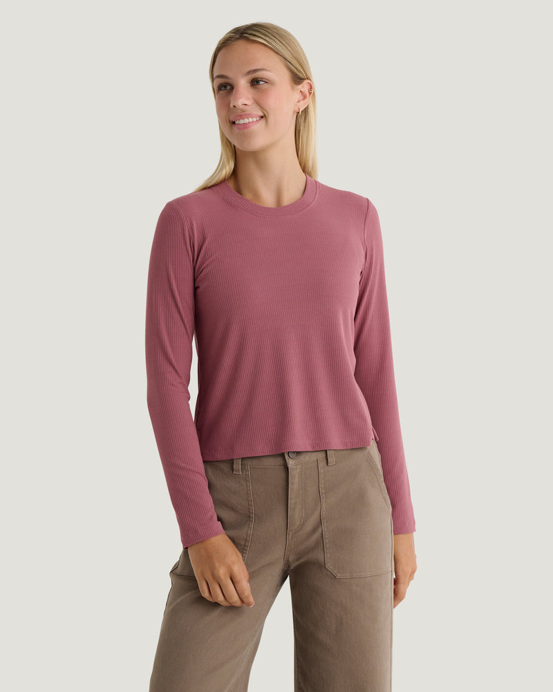 Women's Ribbed Bamboo Long Sleeve - Plum
