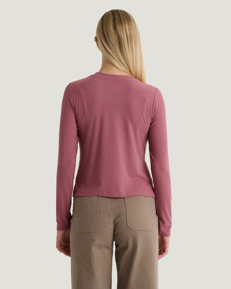 Women's Ribbed Bamboo Long Sleeve - Plum