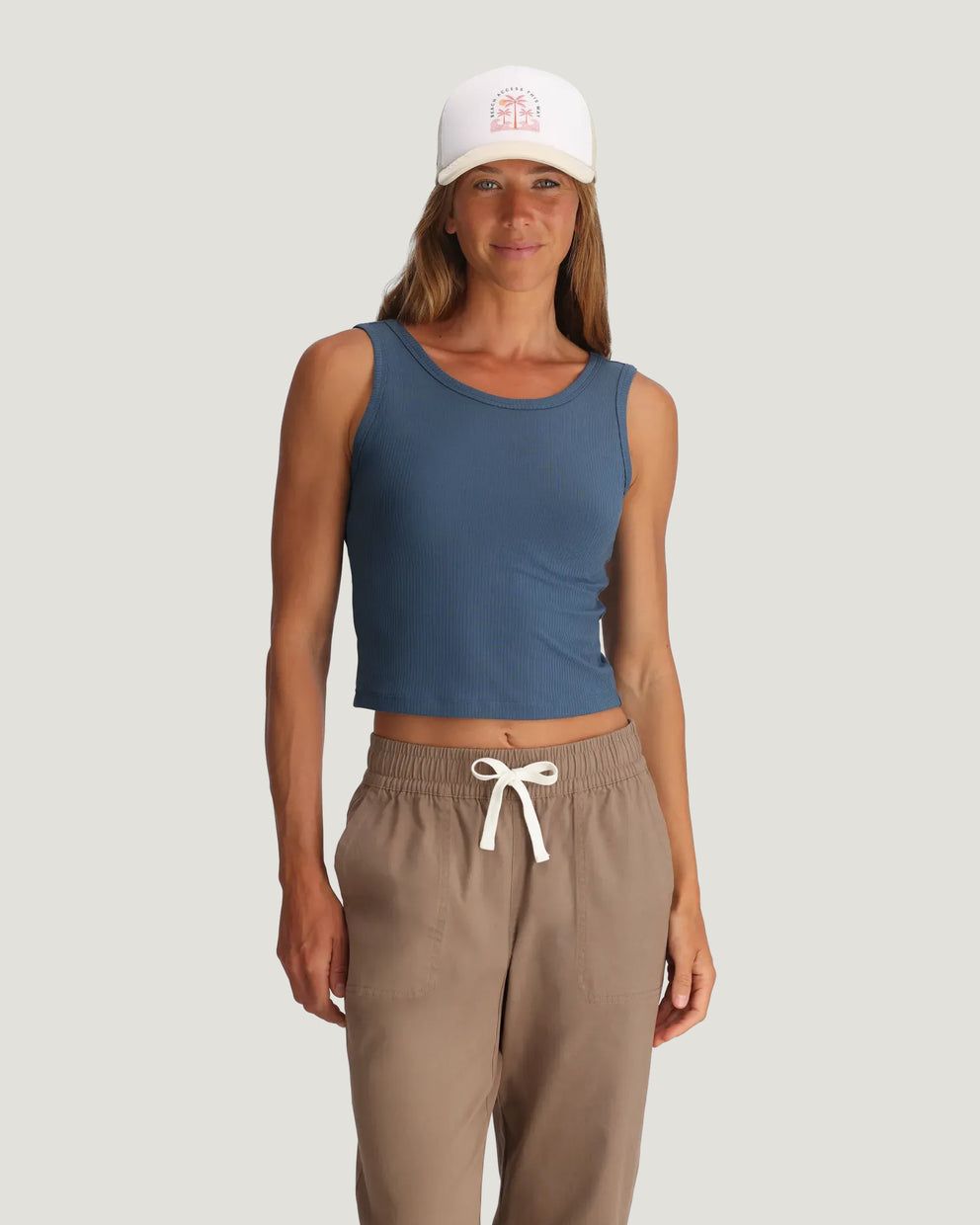 Women's Ribbed Bamboo Tank - Pacific Blue