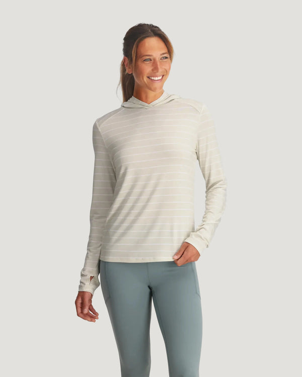 Women's Bamboo Shade Hoodie II - Dash Stripe Birch