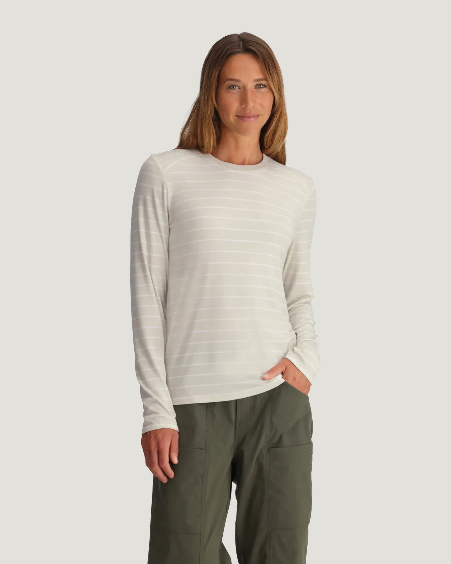 Women's Bamboo Shade Long Sleeve II - Dash Stripe Birch