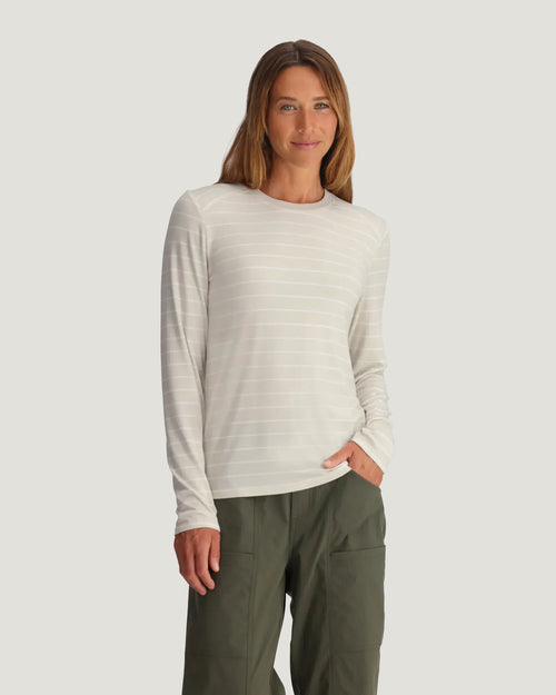 Women's Bamboo Shade Long Sleeve II - Dash Stripe Birch