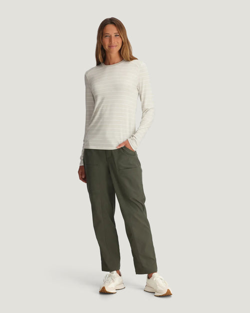 Women's Bamboo Shade Long Sleeve II - Dash Stripe Birch
