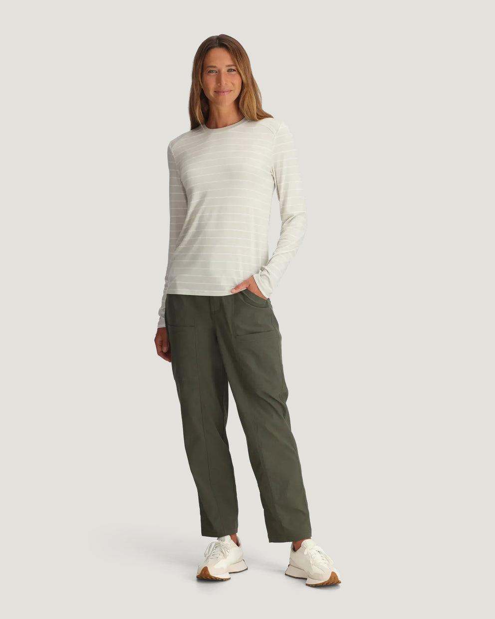 Women's Bamboo Shade Long Sleeve II - Dash Stripe Birch