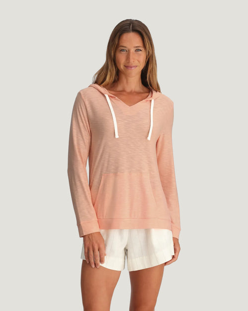 Women's Bamboo Slub Hoodie - Light Coral