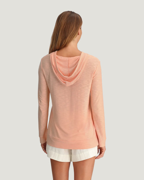 Women's Bamboo Slub Hoodie - Light Coral