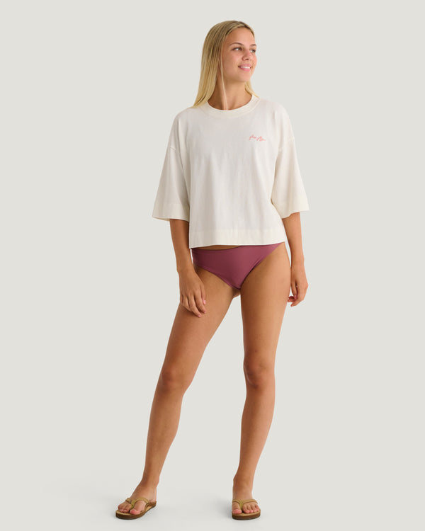 Women's Lucky Lei Oversized Cropped Tee - Bone
