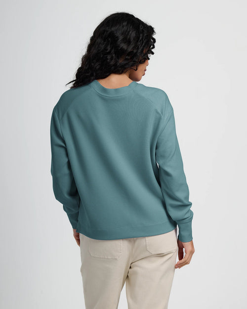 Women's Waffle Long Sleeve Henley - Sea Pine
