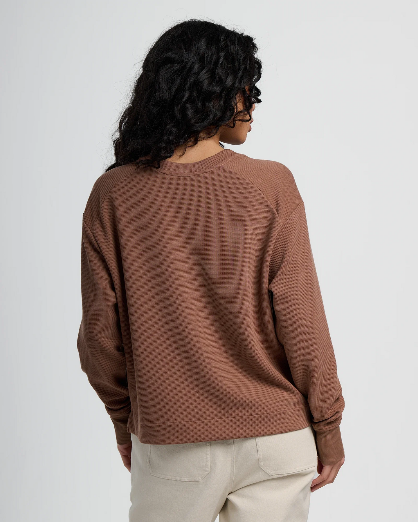 Women's Waffle Long Sleeve Henley - Nutmeg