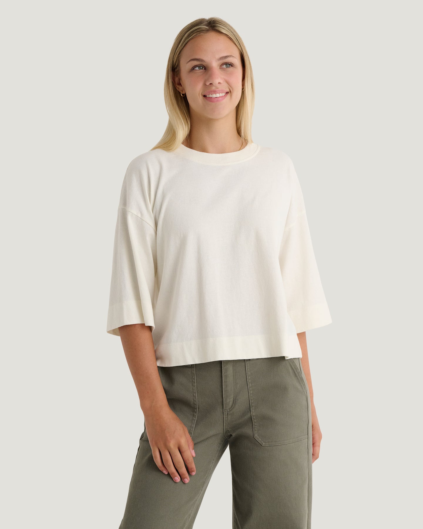 Women's Heavyweight Cotton Cropped Tee - Bone