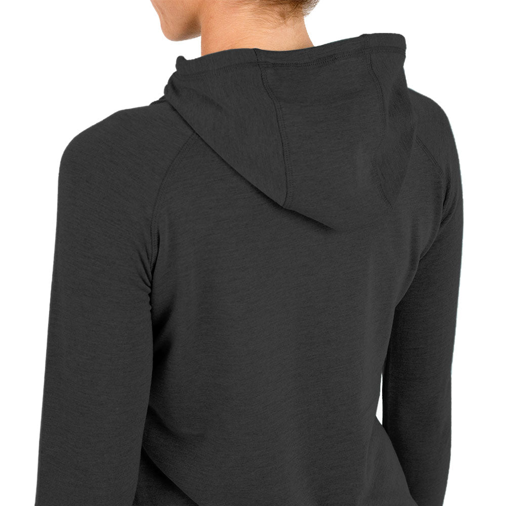 Women's Bamboo Lightweight Fleece Pullover Hoodie - Heather Black