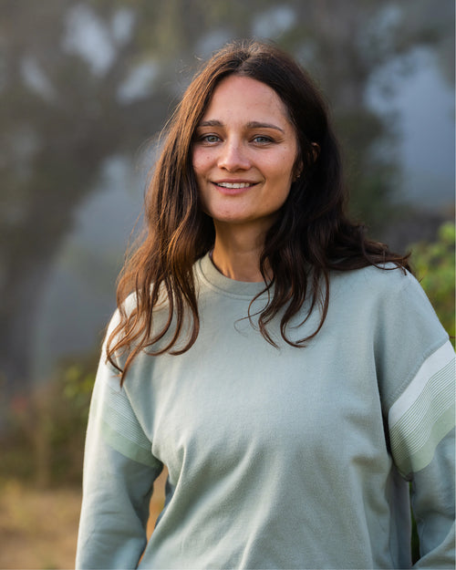 Women's Gradient Sleeve Fleece Crew - Sagebrush