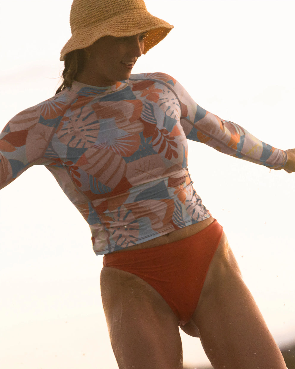 Women's Offshore Rash Guard - Calypso Print Light Coral
