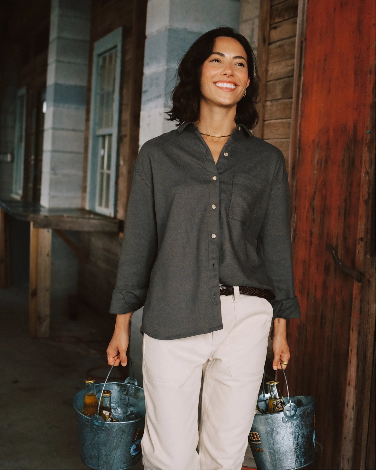 Women's Seawool Flannel Shirt - Dark Forest