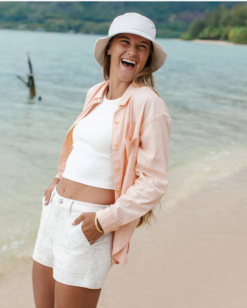 Women's Sullivan's Shirt - Sea Scallop Print Desert Tan