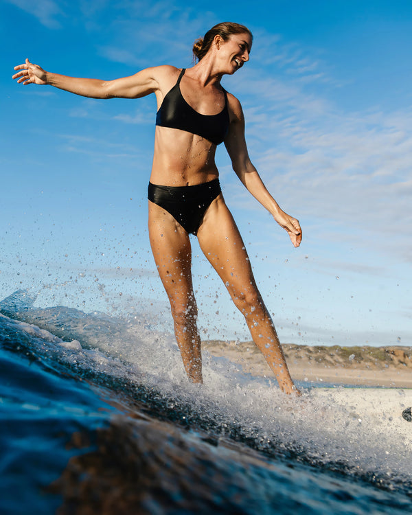 Women's Wavebound High Waisted Bikini Bottom - Black