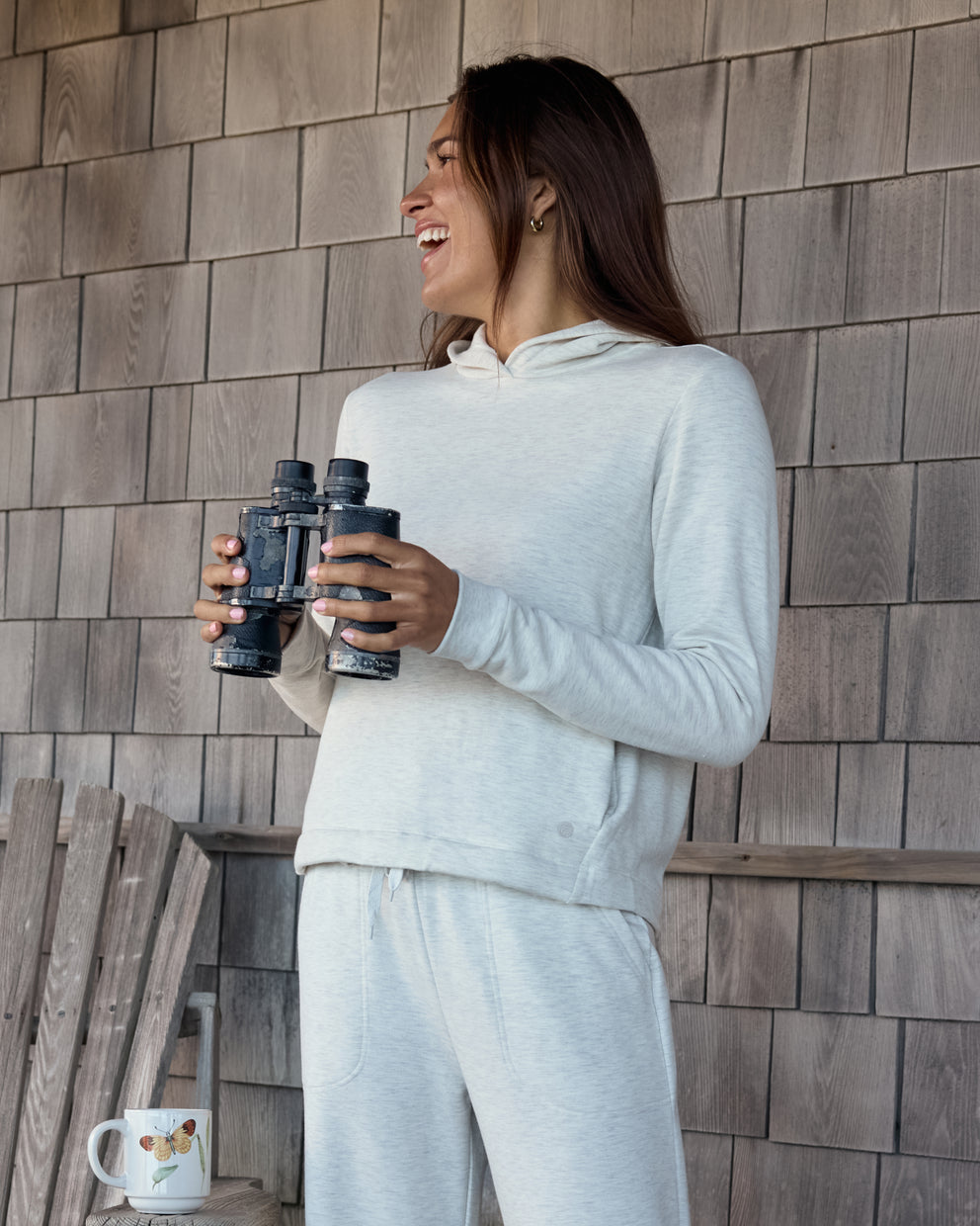 Women's Bamboo Lightweight Fleece Cropped Hoodie - Fossil
