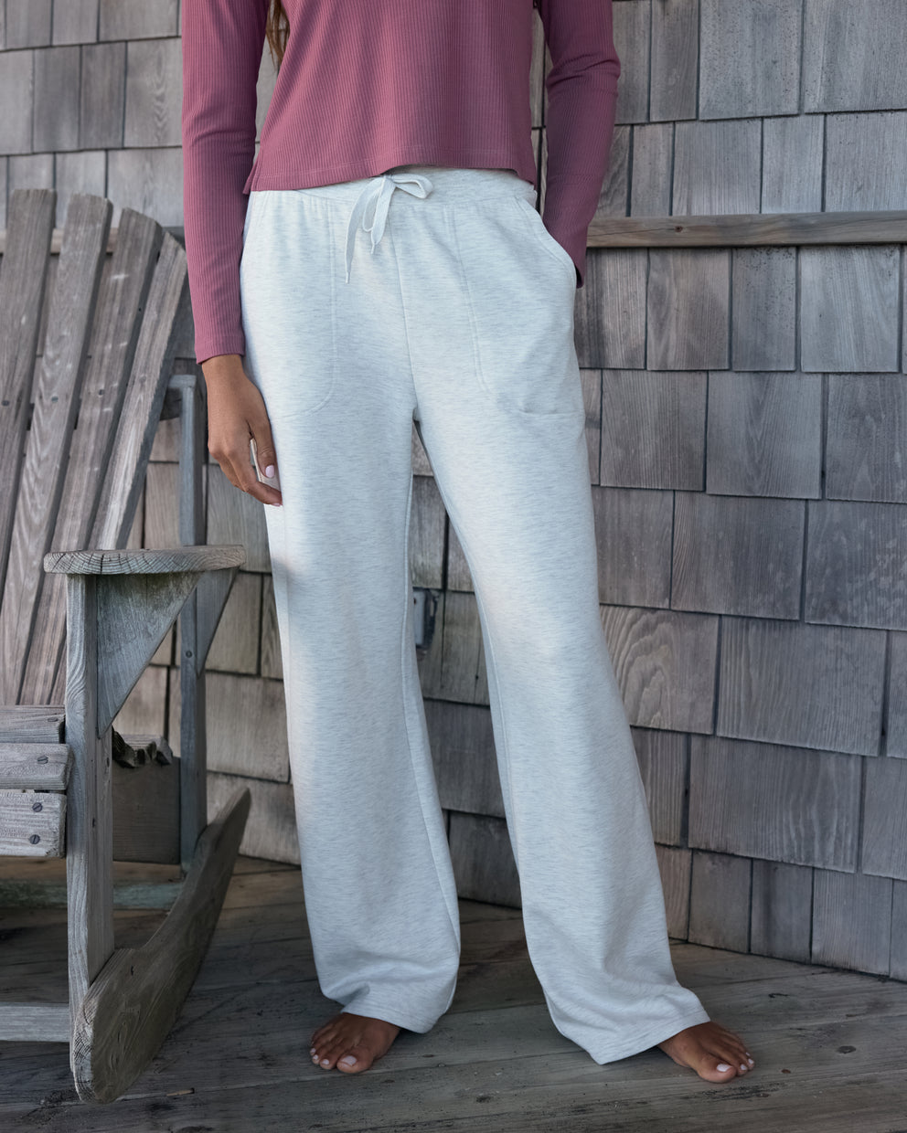 Women's Bamboo Lightweight Fleece Wide Leg Pant - Tea
