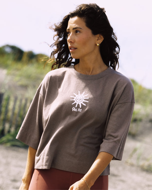 Women's Sunny Days Oversized Cropped Tee - Fossil