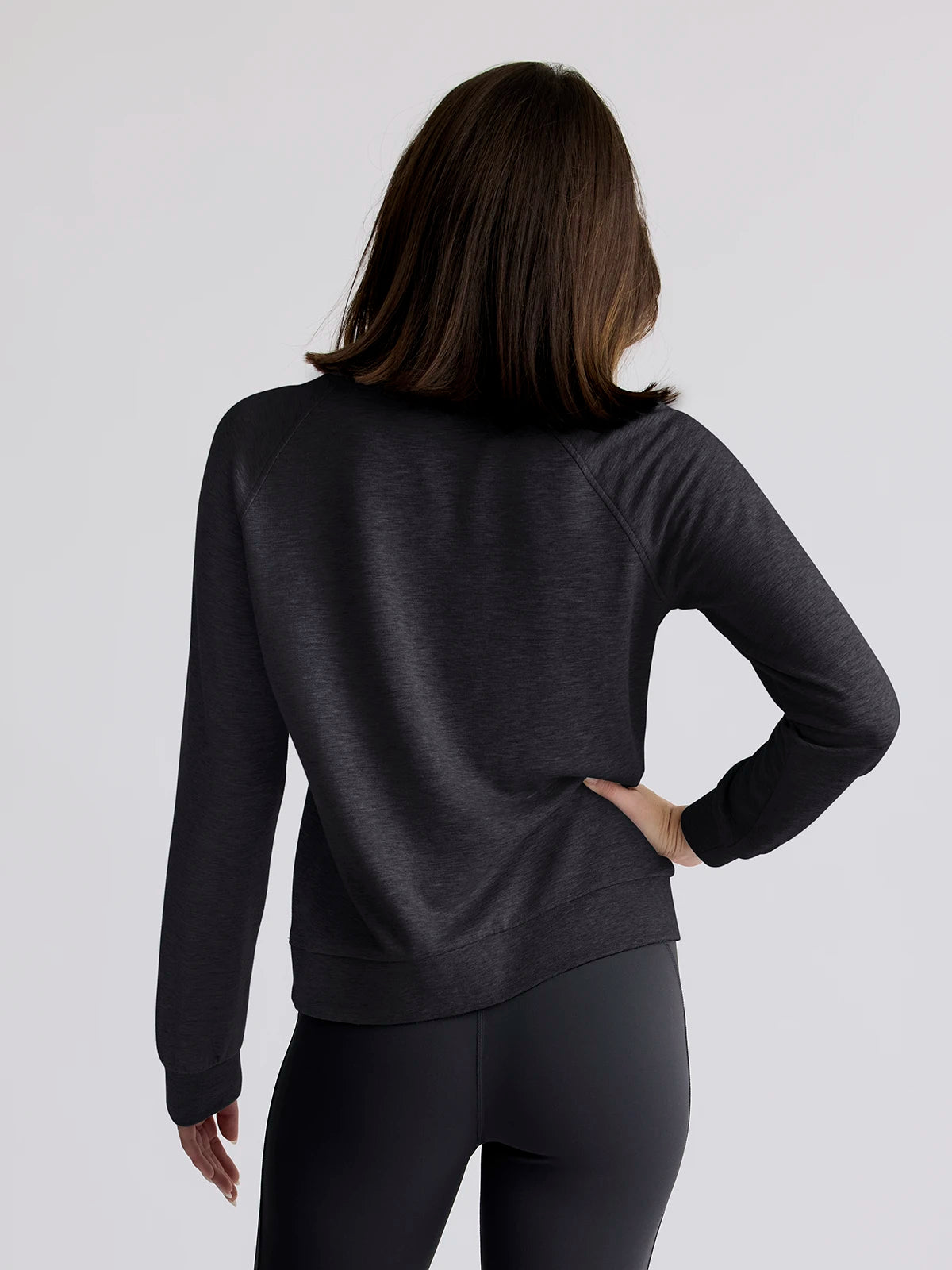 Women's Bamboo Lightweight Fleece Crew - Heather Black