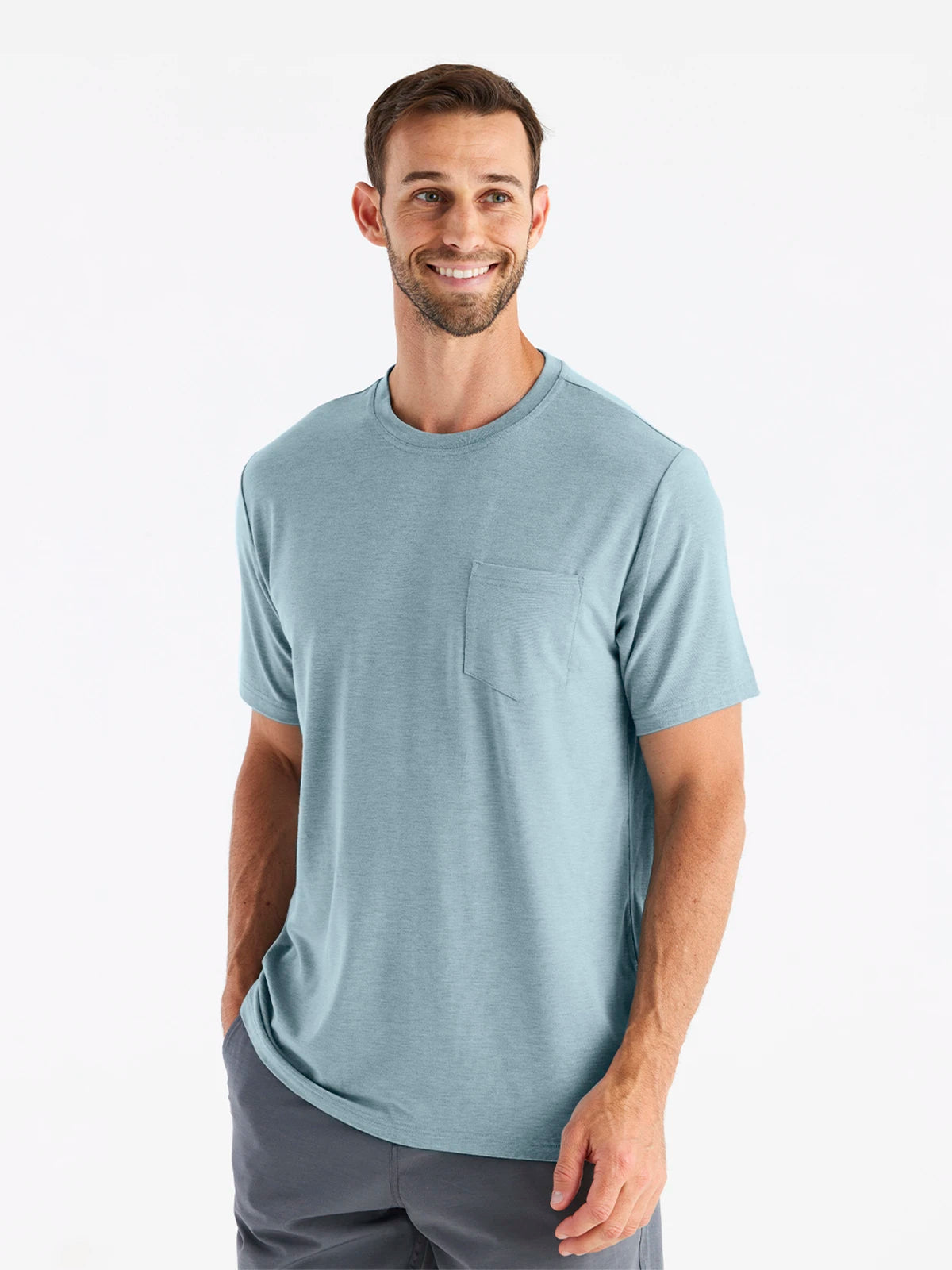 Men's Bamboo Flex Pocket Tee - Heather Tide