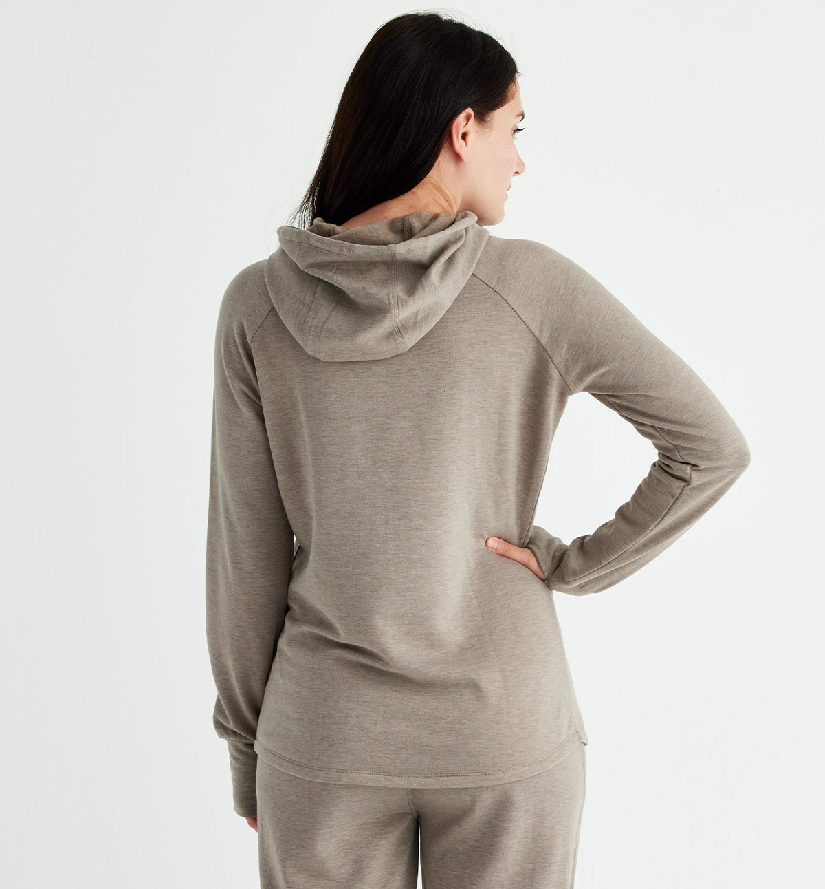 Women's Bamboo Lightweight Fleece Pullover Hoodie - Heather Oat