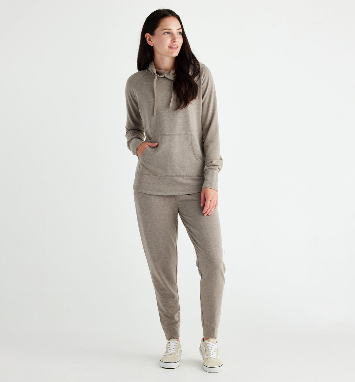 Women's Bamboo Lightweight Fleece Pullover Hoodie - Heather Oat