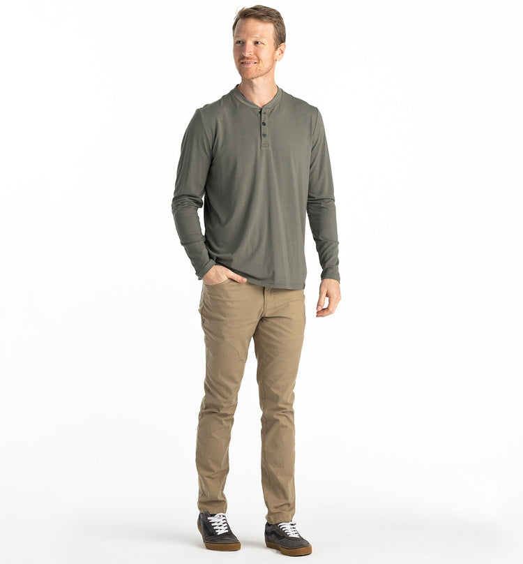 Men's Bamboo Flex Long Sleeve Henley - Fatigue