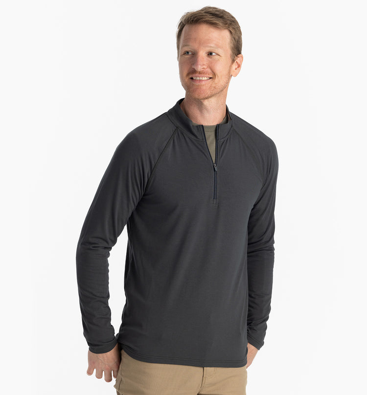 Men's Bamboo Flex Quarter Zip - Black Sand