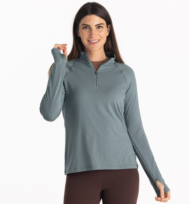 Women's Bamboo Flex Quarter Zip - Stormy Sea