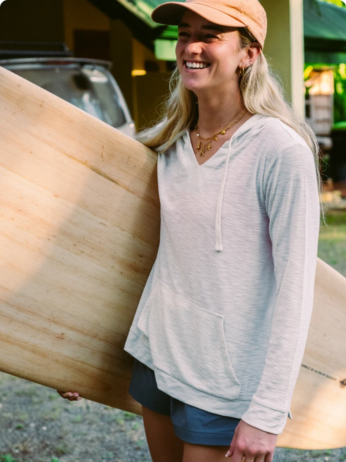 Women's Bamboo Slub Hoodie - Sea Salt