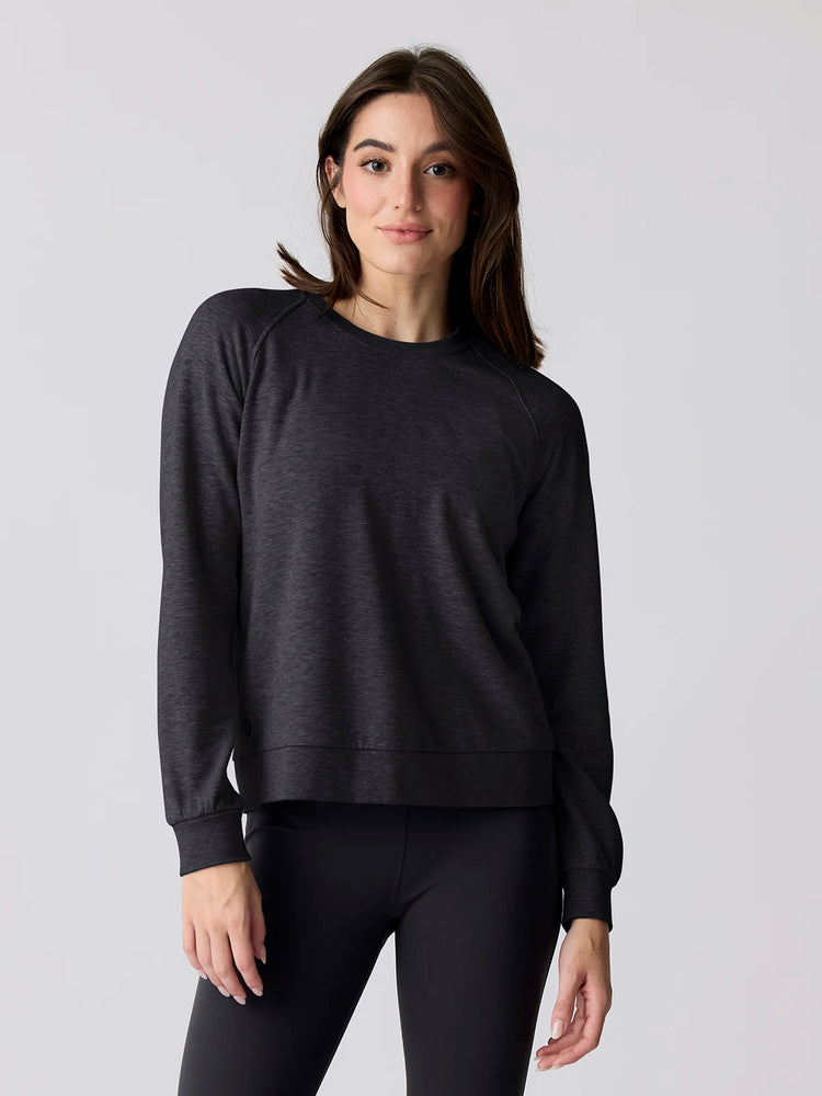 Women's Bamboo Lightweight Fleece Crew - Heather Black